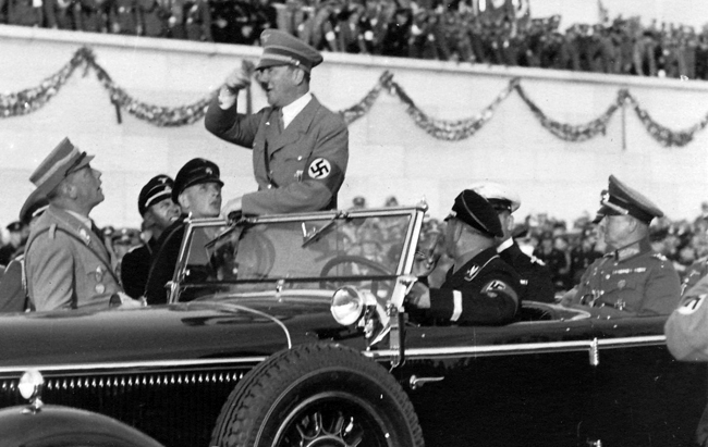 Adolf Hitler after the parade at the Tag der Wehrmacht in Nuremberg